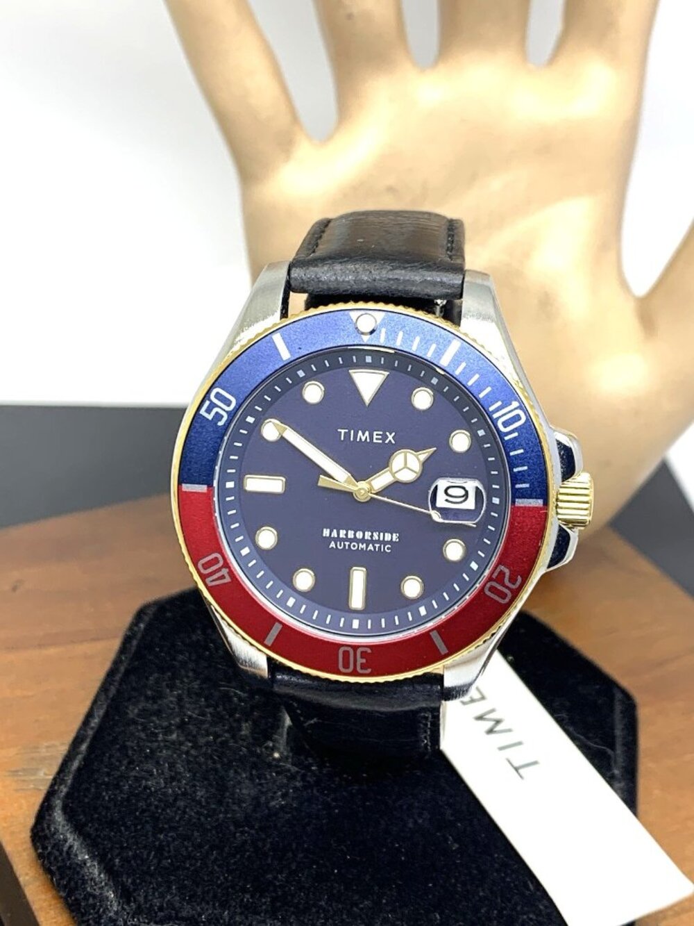 Timex Men's Watch TW2V72200 Harborside Automatic Blue Dial Leather Strap 44mm